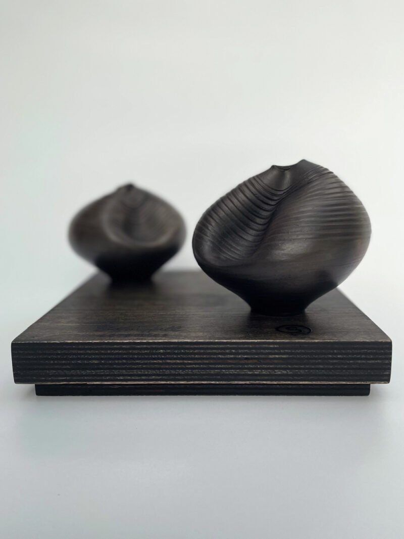 Sculptural smoke fired neckline dimple pots - Image 4